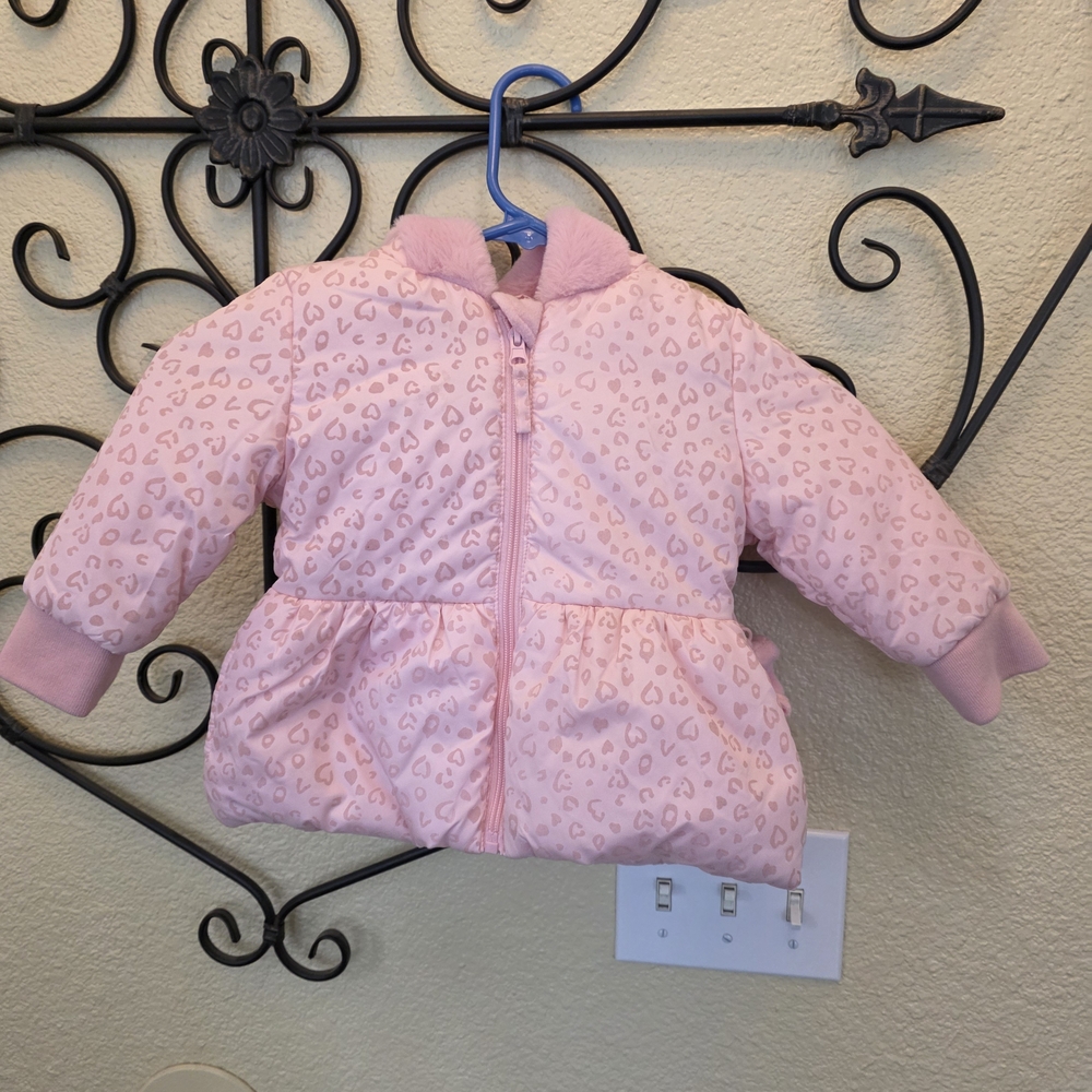 Rothschild Pink Fleece-Lined Baby Jacket With Mittens Size 18 Months